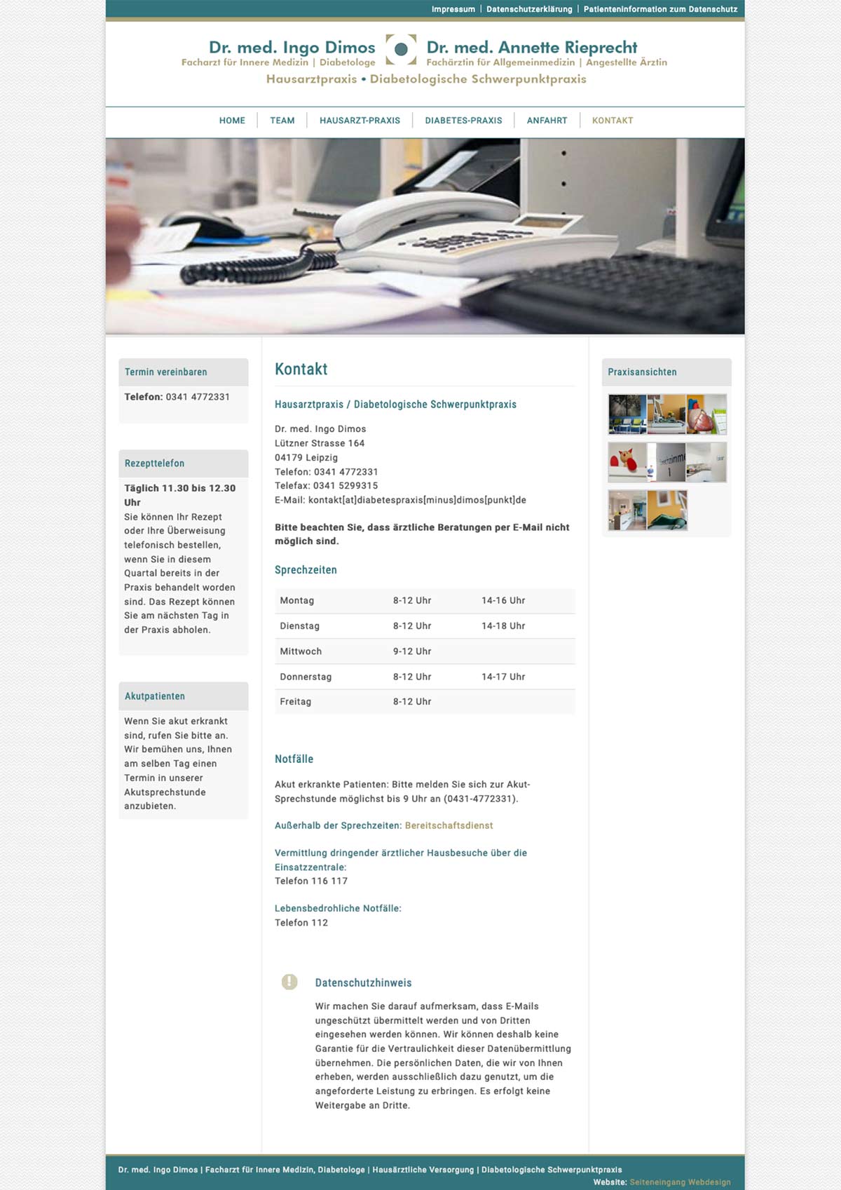 Screenshot Kontaktseite Arzt