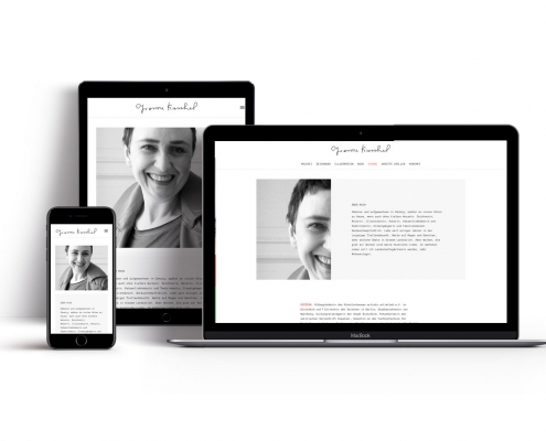 Webseite Yvonne Kuschel auf drei verschiedenen Bildschirmen